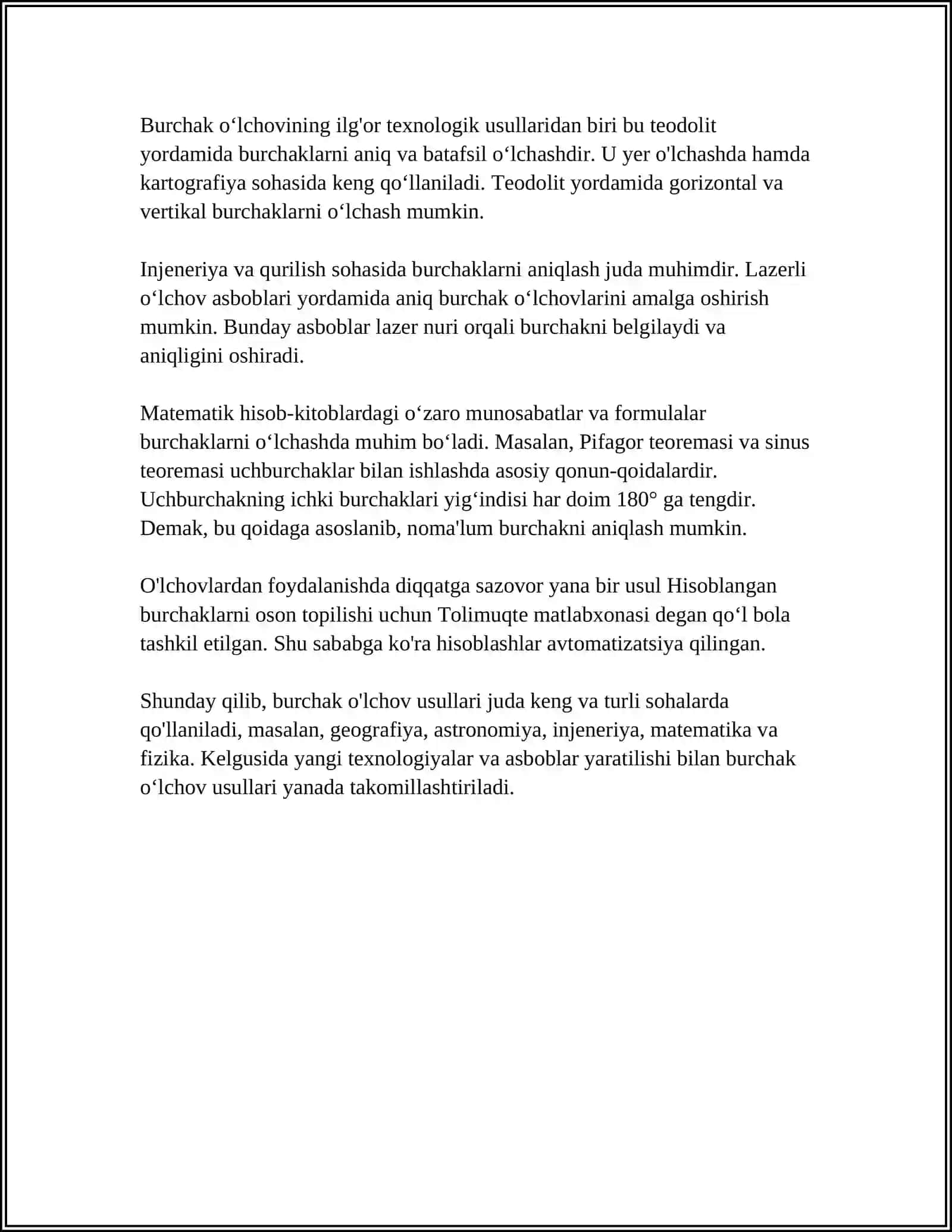 Burchak o'lchov usullari 4