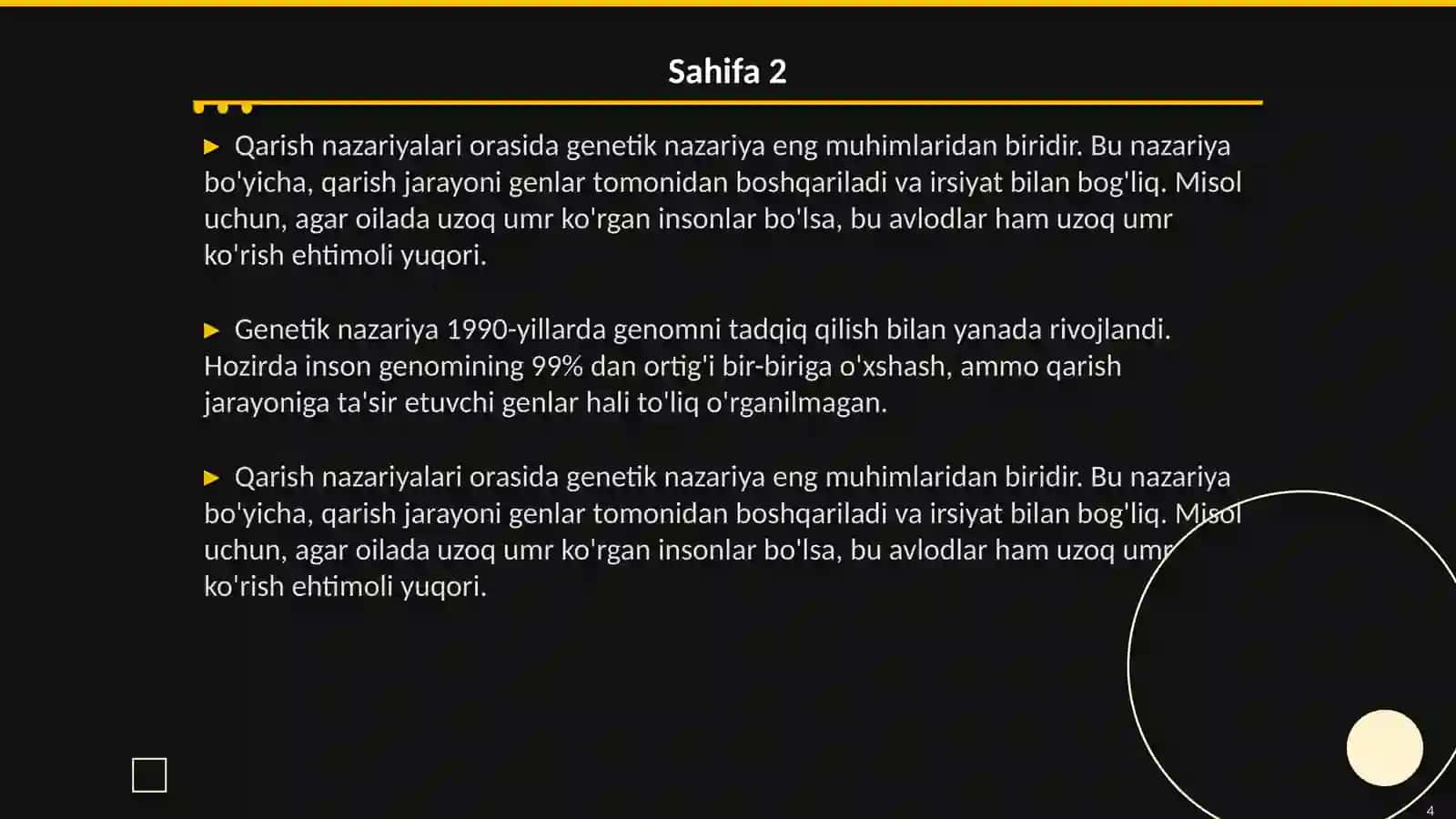 Qarish va u bilan bogʻliq nazariyalar 4
