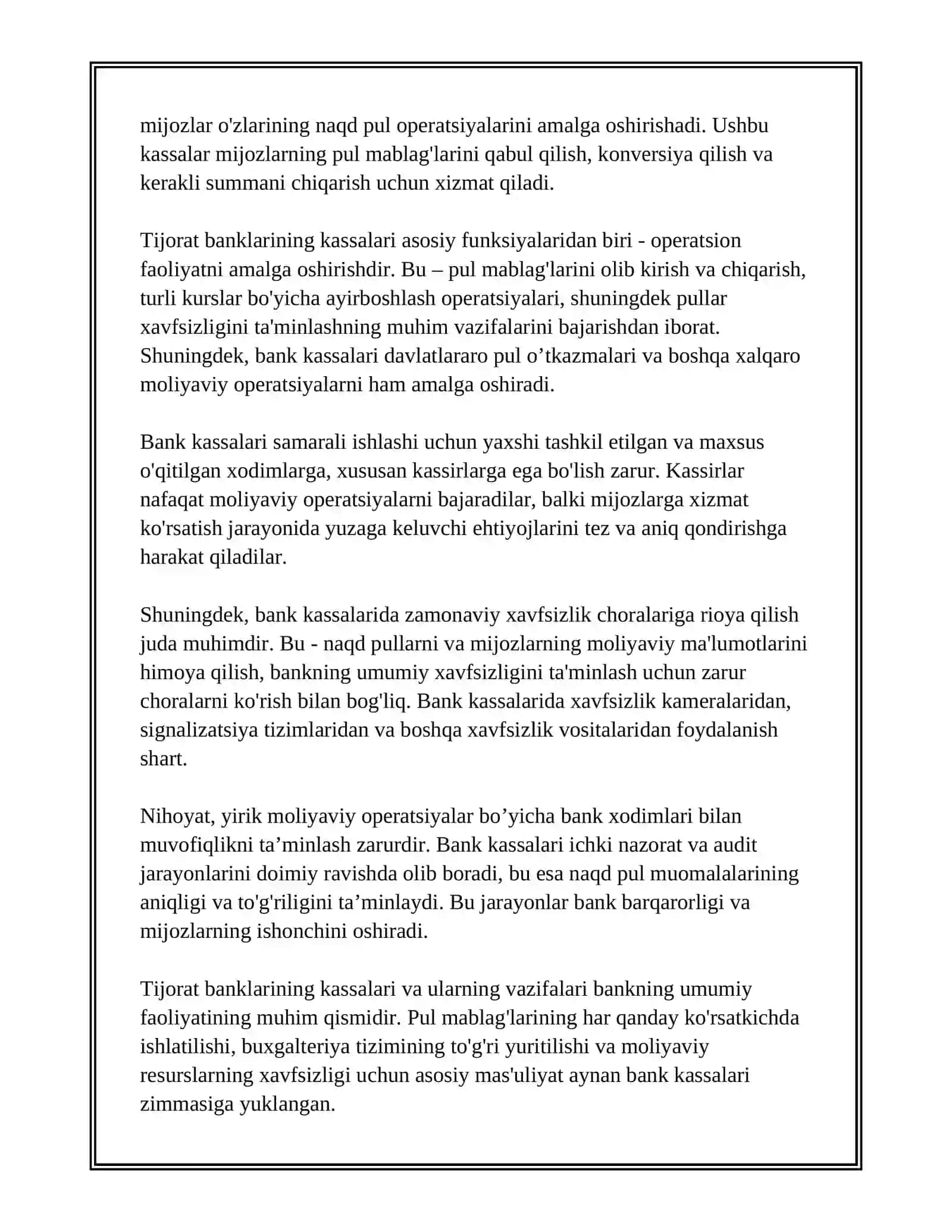 TIJORAT BANKLARINING KASSALARI VA ULARNING TURLARI 4