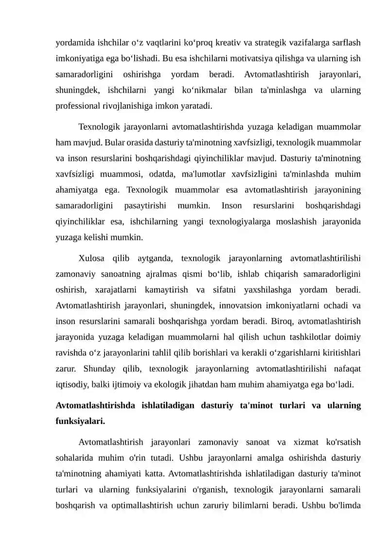 Texnologik jarayonlarning avtomatlashtirishda ishlatiladigan dasturlar. 4