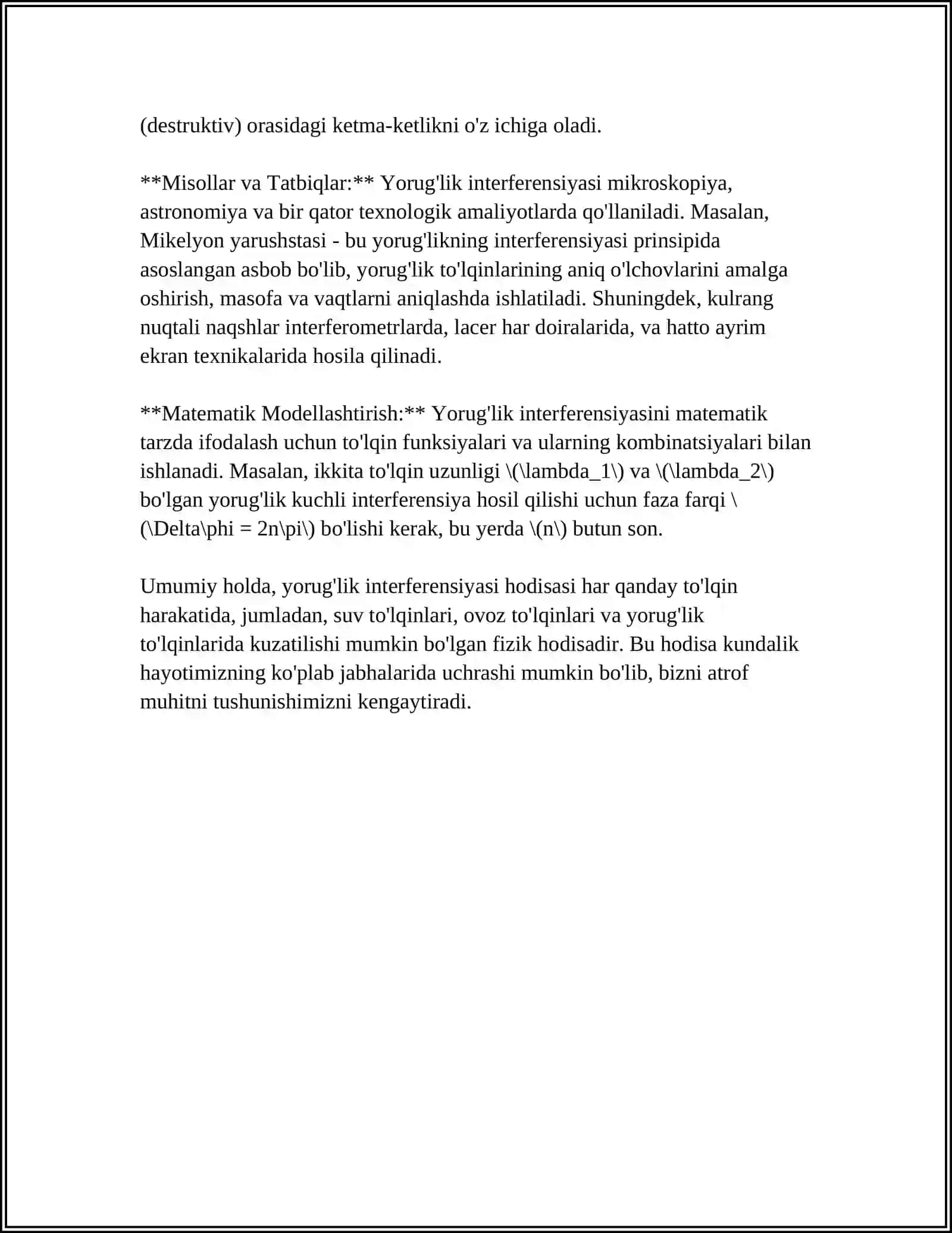 Yorug'lik interferensiyasi va diyaksiyasi. Galografiya 4