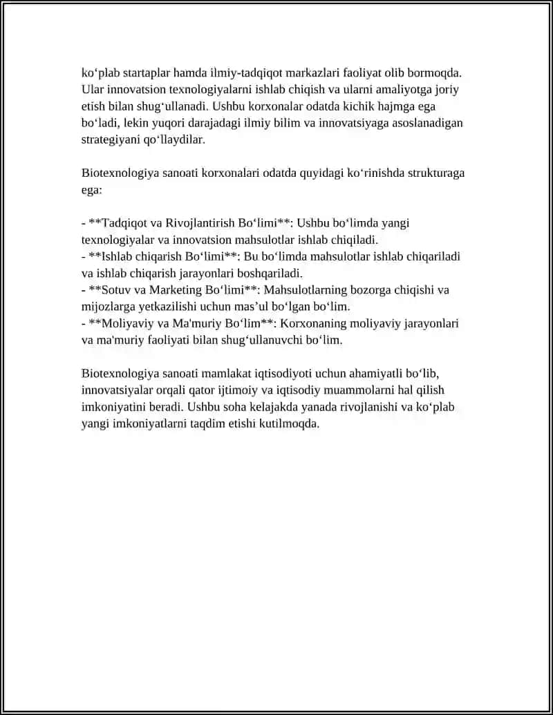 BIOTEXNOLOGIYA SANOAT KORXONALARI BILAN TANISHISH 4