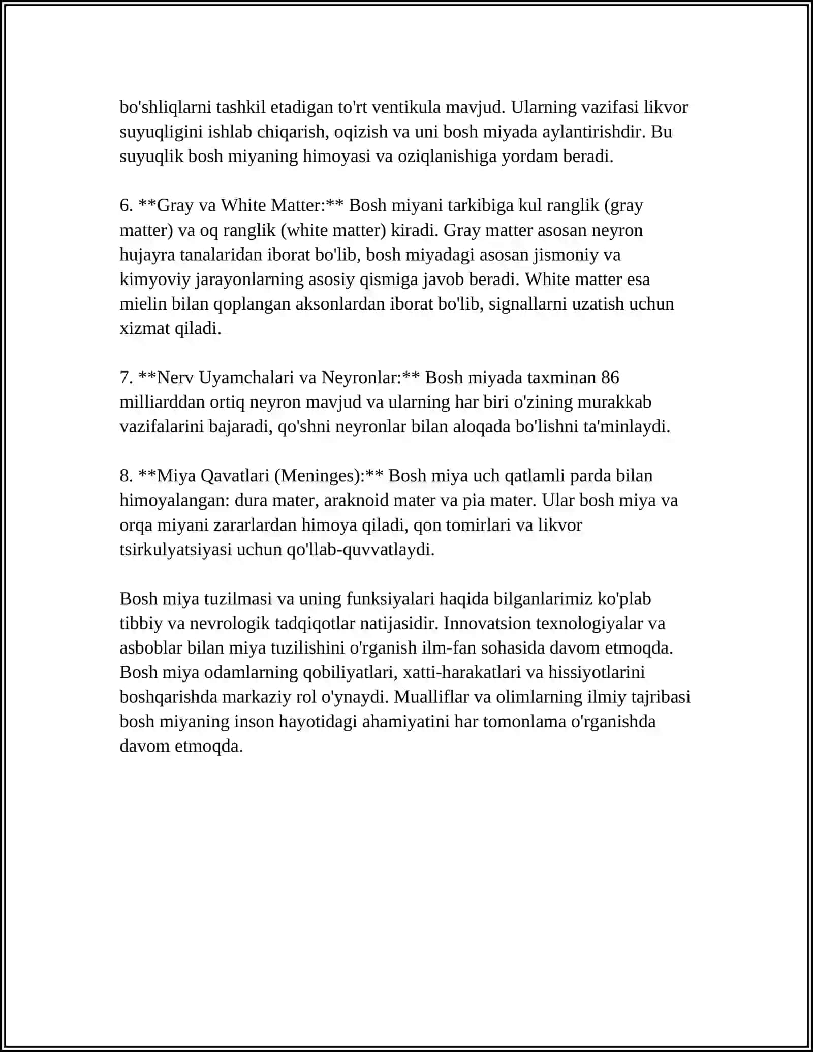 INTERFAOL USULLARDAN FOYDALANGAN HOLDA "BOSH MIYANING TUZULISHI VA FUNKSIYASI" MAVZUSINI ÒQITISH METODIKASI 4
