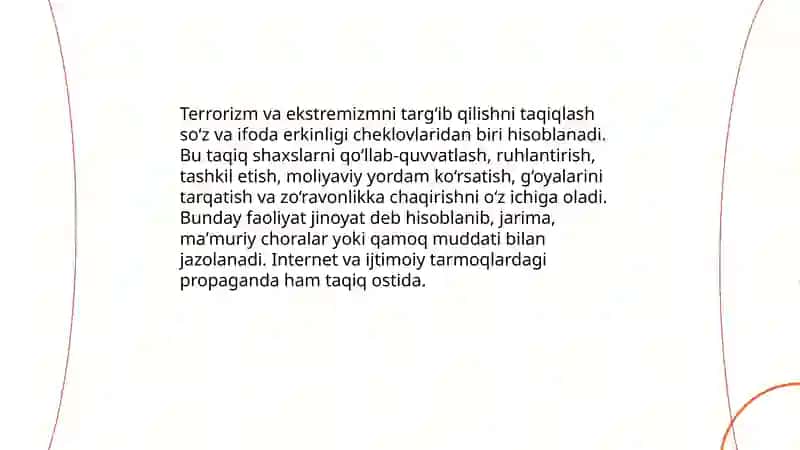 Insoning soʻz va fikrlash erkinligu huquqini istisno qiluvchi holatlar 4