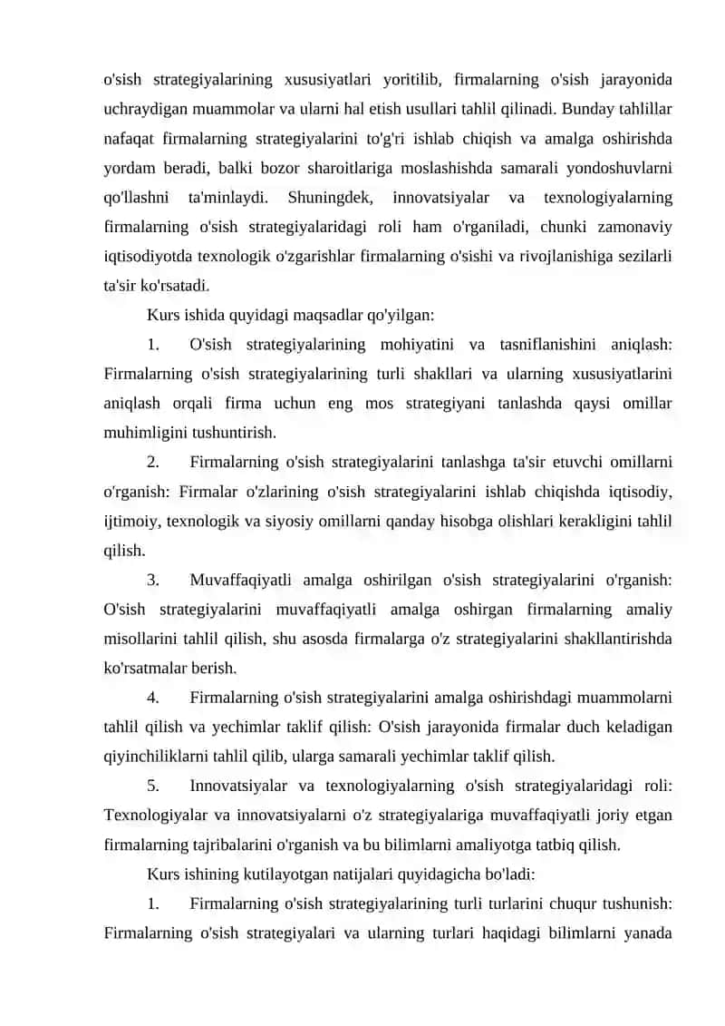 TURLI DARAJADAGI FIRMALARNING O’SISH STRATEGIYALARI 4