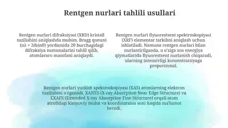 Rentgen nurlari tahlili asoslari va usullari 4
