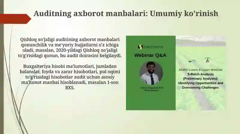 Qishloq xo'jaligida auditning axborot manbalari va vazifalari 4