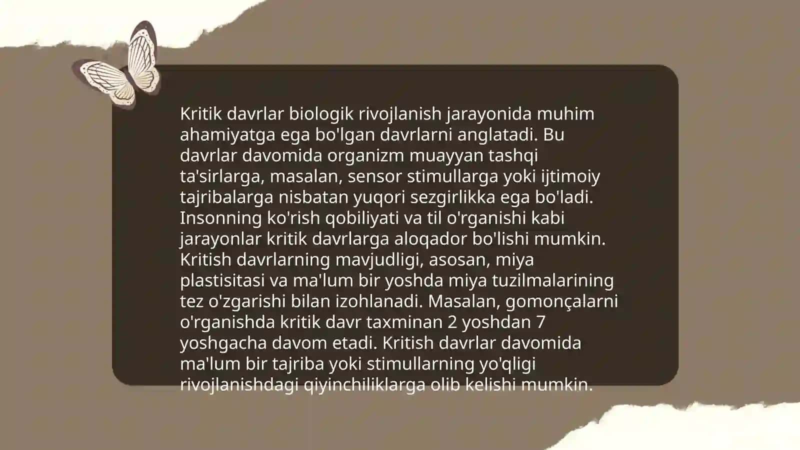 Rivoshlanishdagi kritik davrlar 4