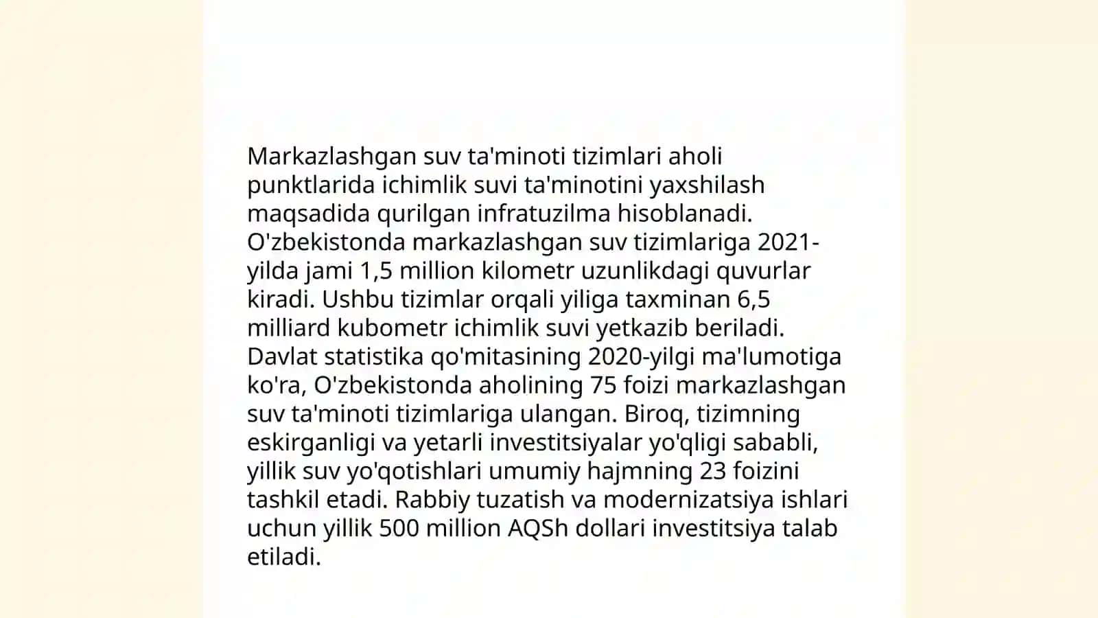 Mahalliy va markazlashgan suv taminoti.Ularning gigiyenik ahamiyati 4