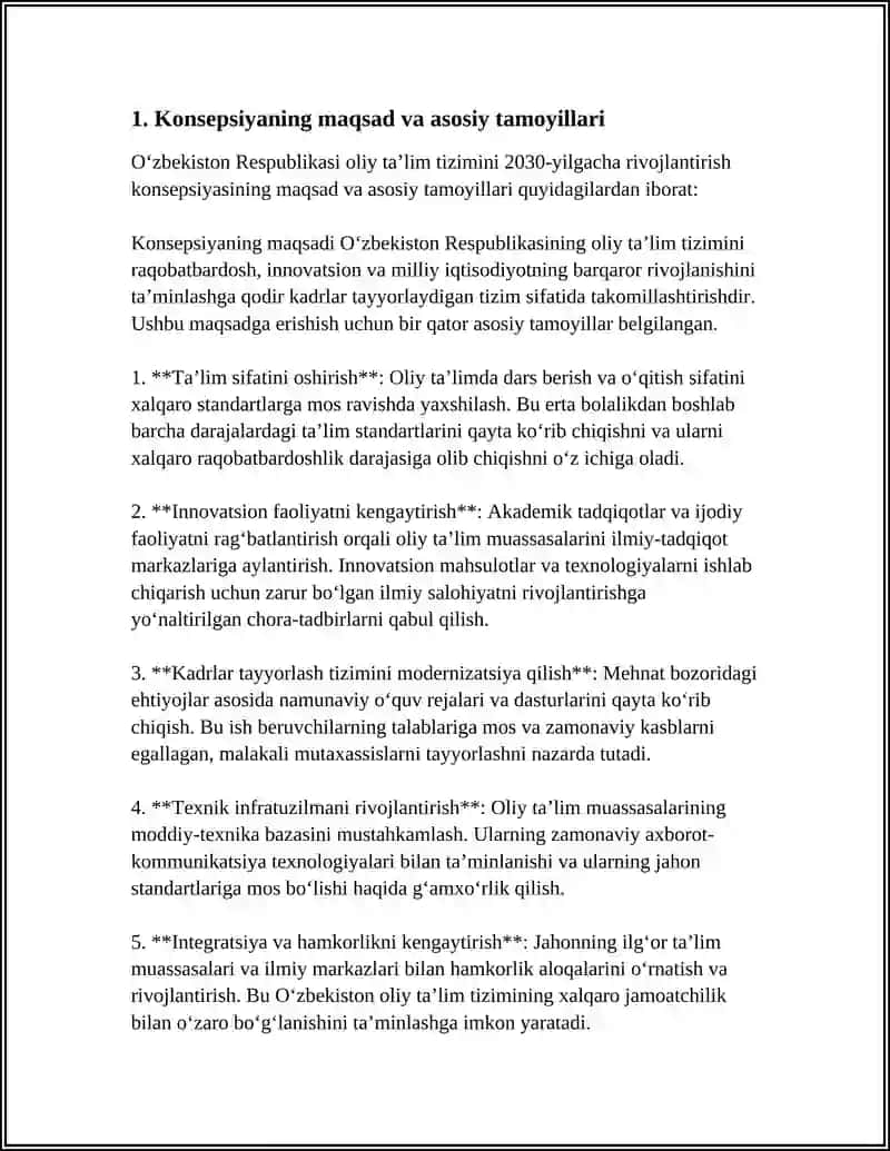 OʻZBEKISTON RESPUBLIKASI OLIY TA’LIM FAN VA INNOVATSIYA VAZIRLIGI 4