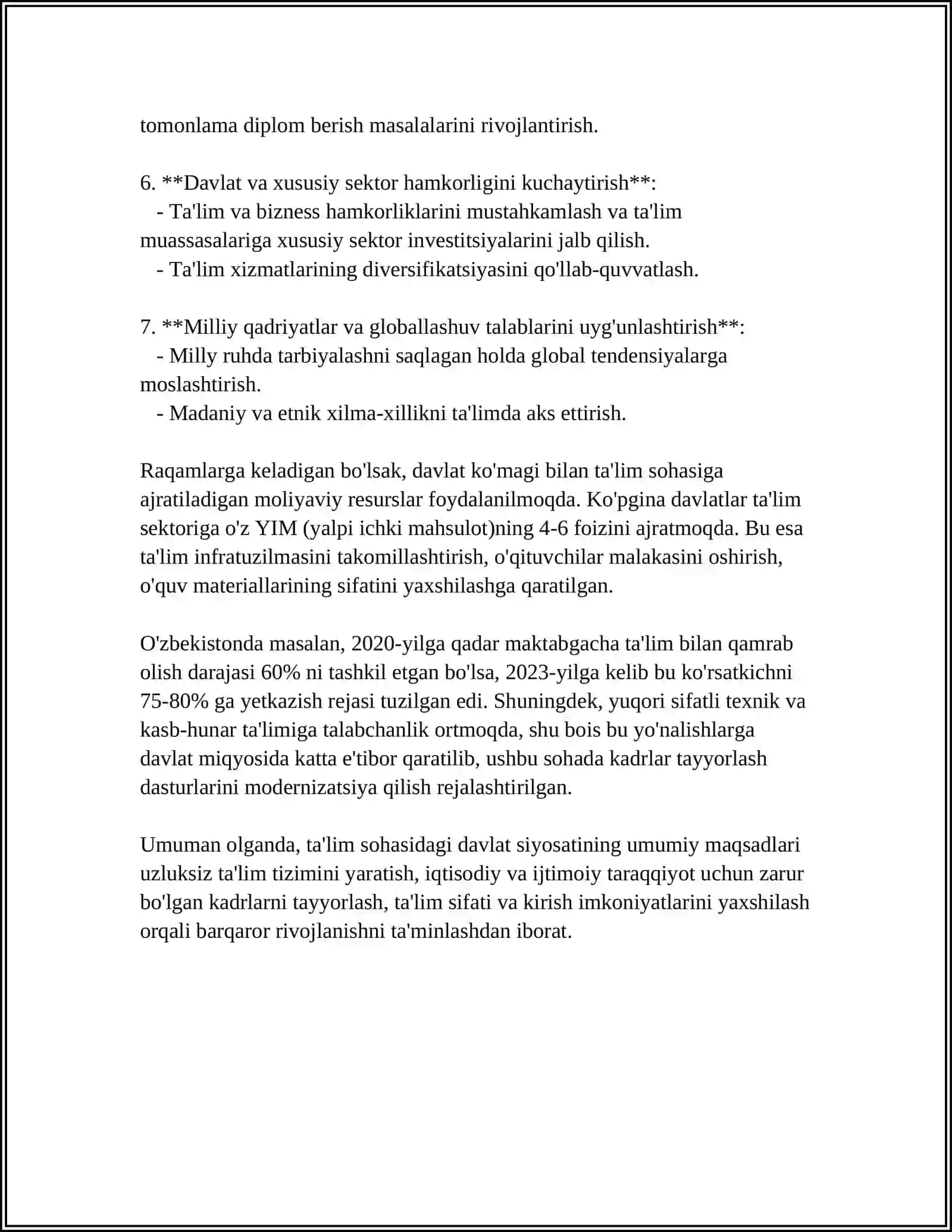 TA'LIM SOHASIDAGI DAVLAT SIYOSATINING USTUVOR YO'NALISHLARI 4