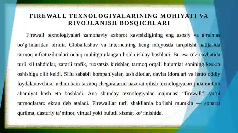 Firewall texnologiyalari va filtrlash algoritmlari 4