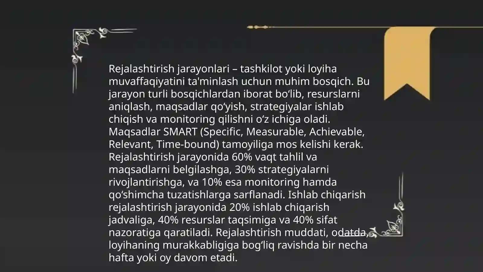Rejalashtirish bosqichlari 4