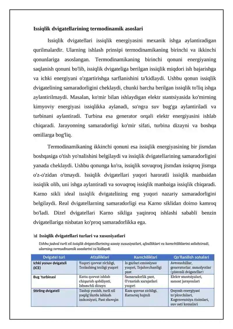 Issiqlik dvigatellari: Asoslar va ishlash prinsipi 4