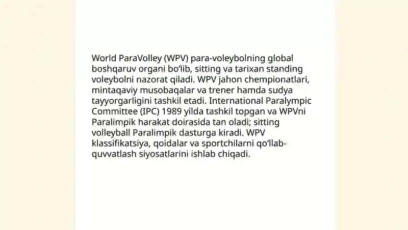 Paravoleybol sport turini paydo bo‘lishi va rivojlanishi 4