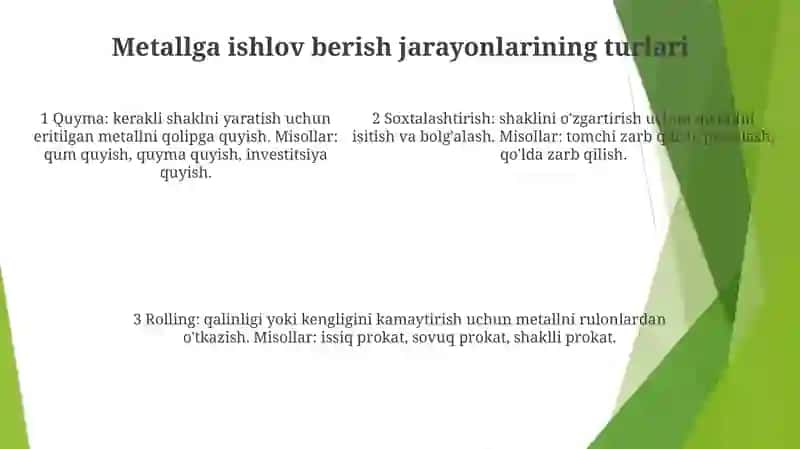 Metallarga Ishlov Berish Texnologiyasini OʻRganish 4