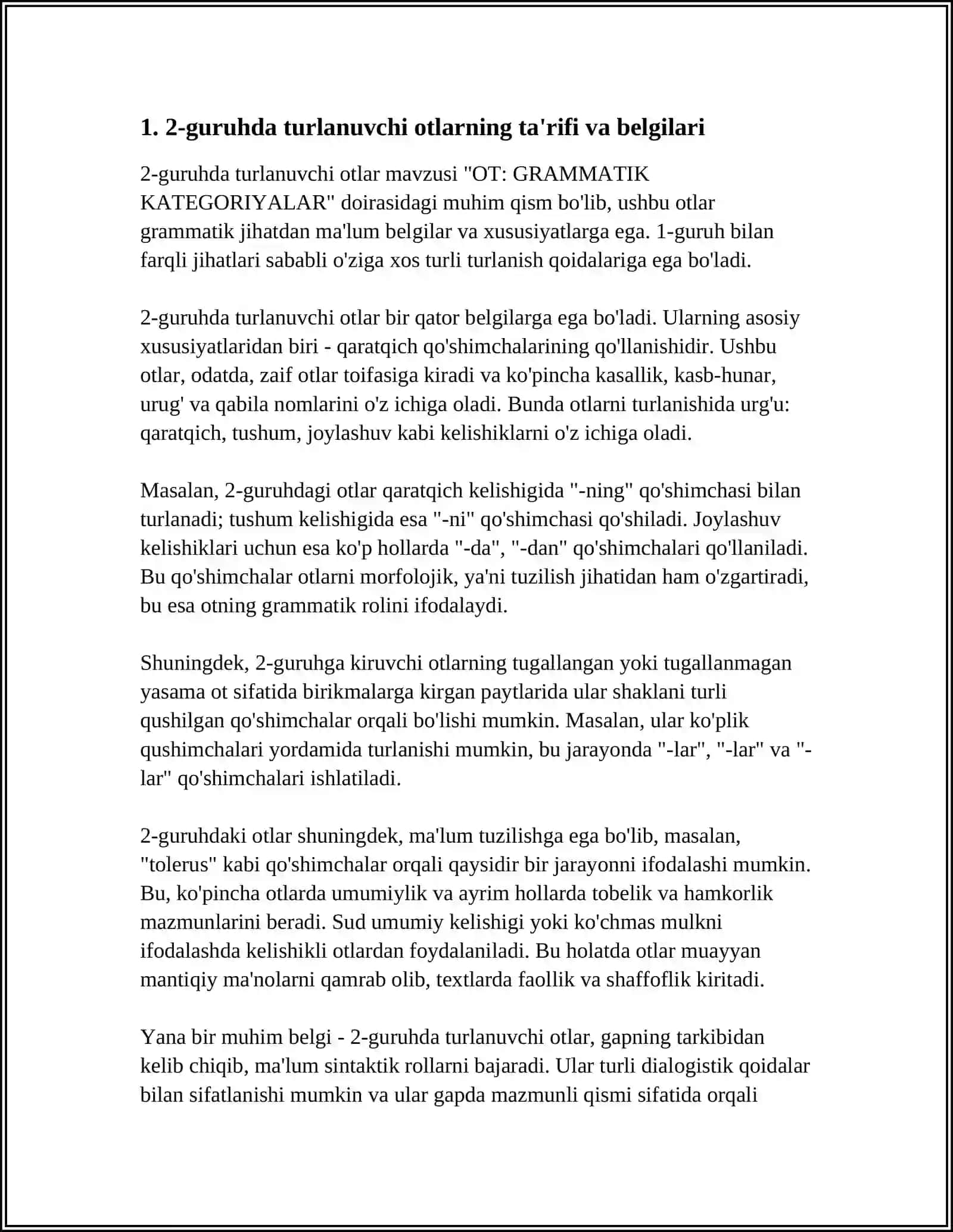 OT: GRAMMATIK KATEGORIYALAR 2-GURUHDA TURLANUVSHI OTLAR 4