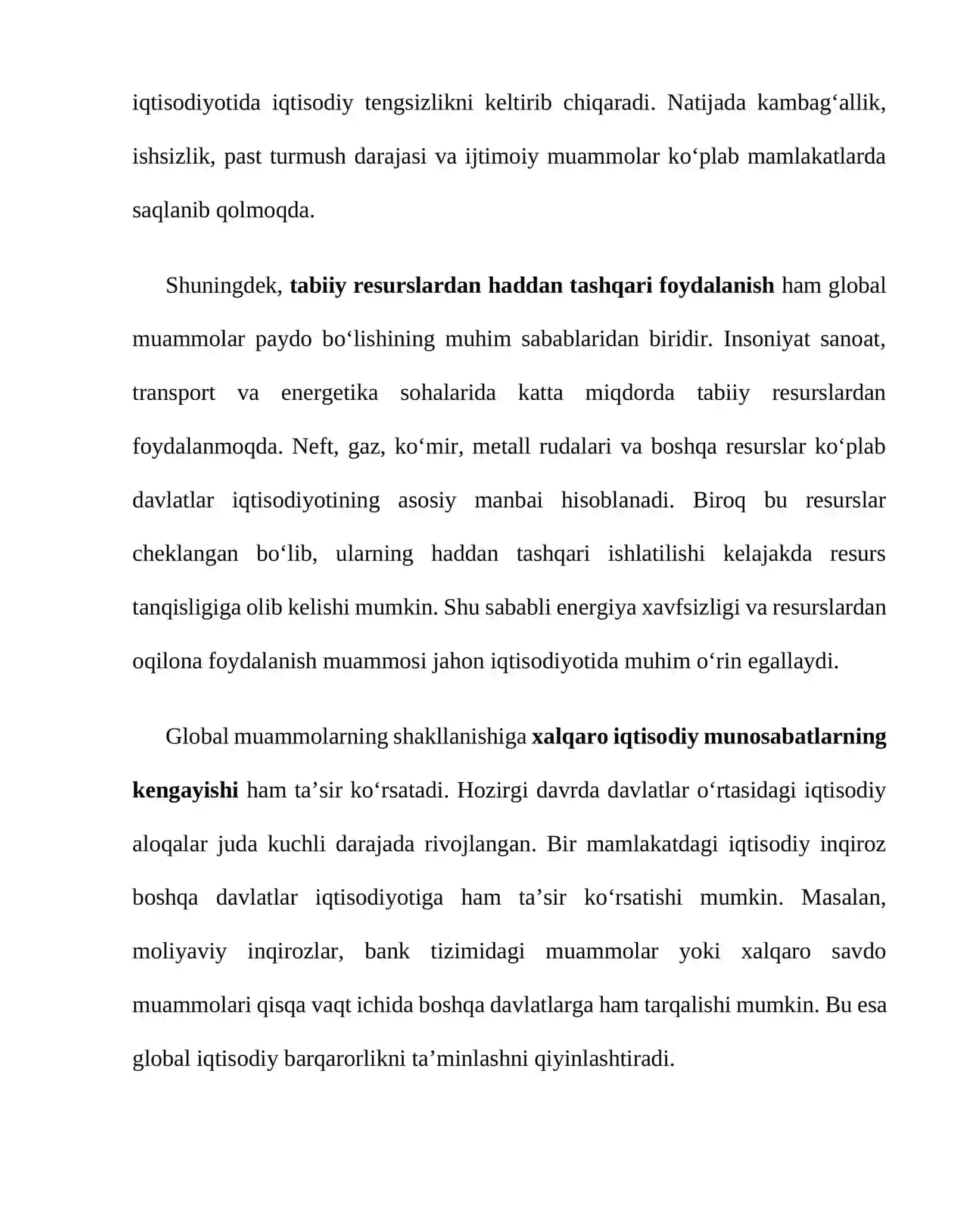 Jahon iqtisodiyotida global muammolar va ularni hal qilish yo'llari 4