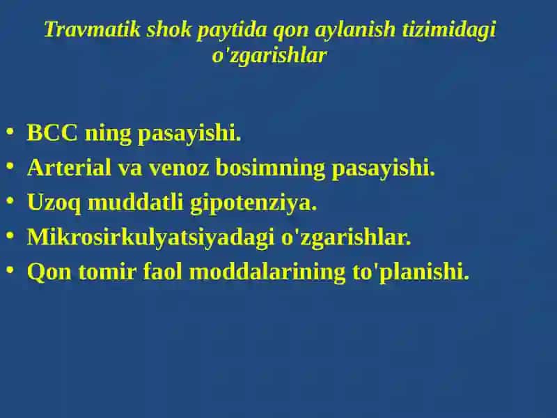 Travmatik shok. Uzoq muddatli siqilish sindromi. 4