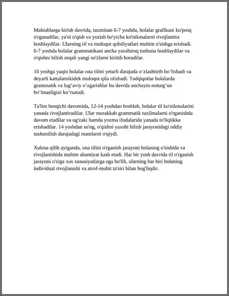 TURLI YOSH DAVRLARIDA O'ZLASHTIRISH XUSUSIYATLARI 4