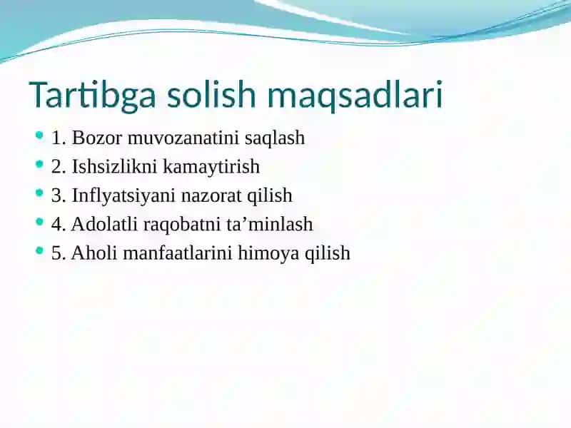 Iqtisodiy faoliyatni tartibga solish | Mikroiqtisodiyot 4