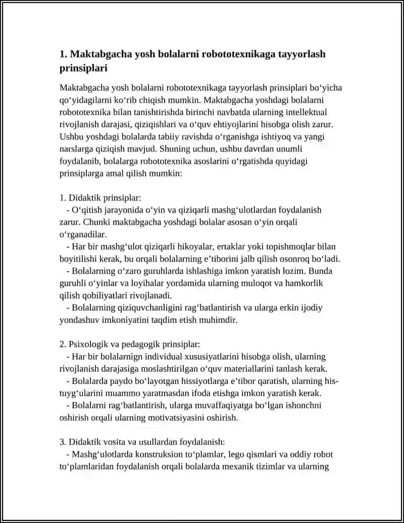 MAKTABGACHA YOSHDAGI BOLALARNI ROBOTOTEXNIKAGA OʻRGATISH YOʻLLARI 4