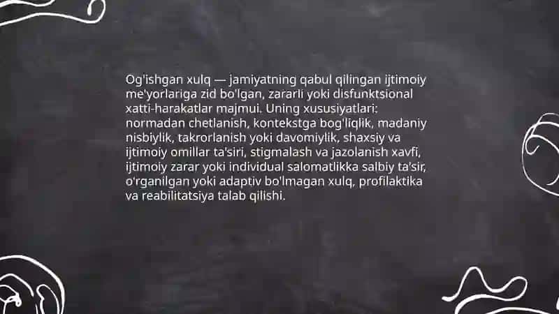 Deviantalogiya fanidan Mustaqil ish 4