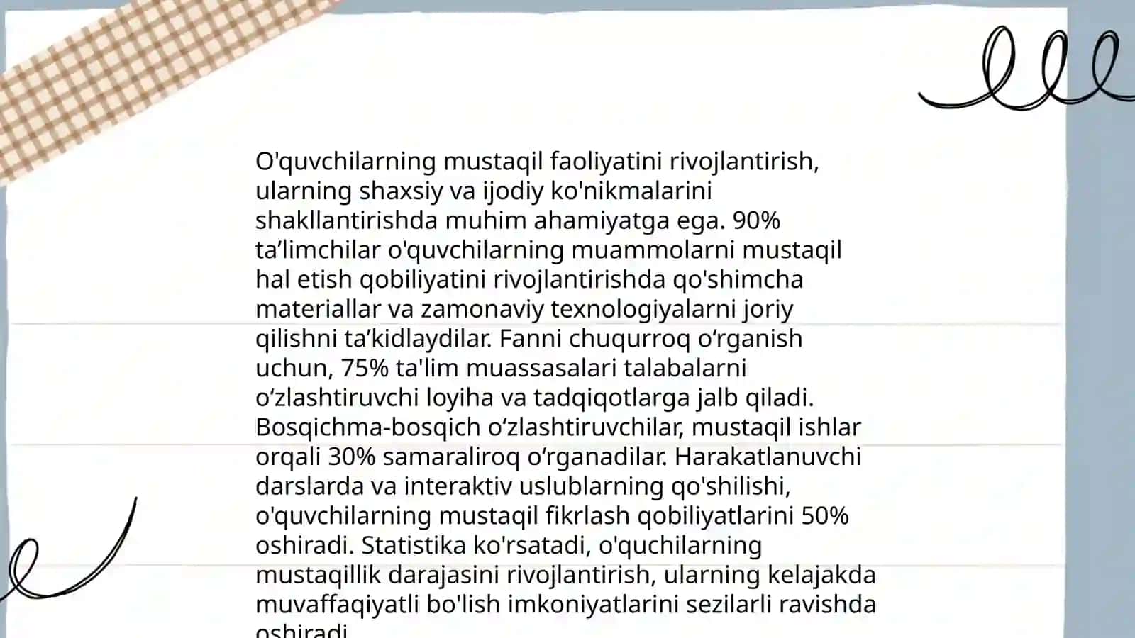 O'qish darslarida mustaqil ishlarnitashkil etish 4