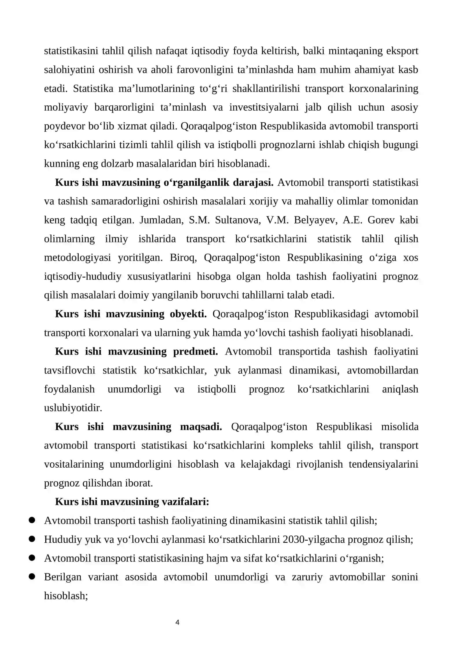 Avtomobil transporti statistikasi (Qoraqalpog‘iston Respublikasi misolida) 4