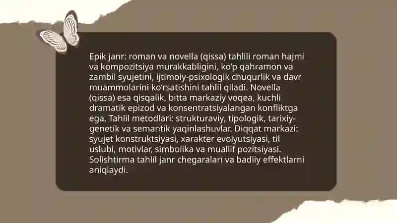 Epik janr: doston va uning xususiyatlari 4