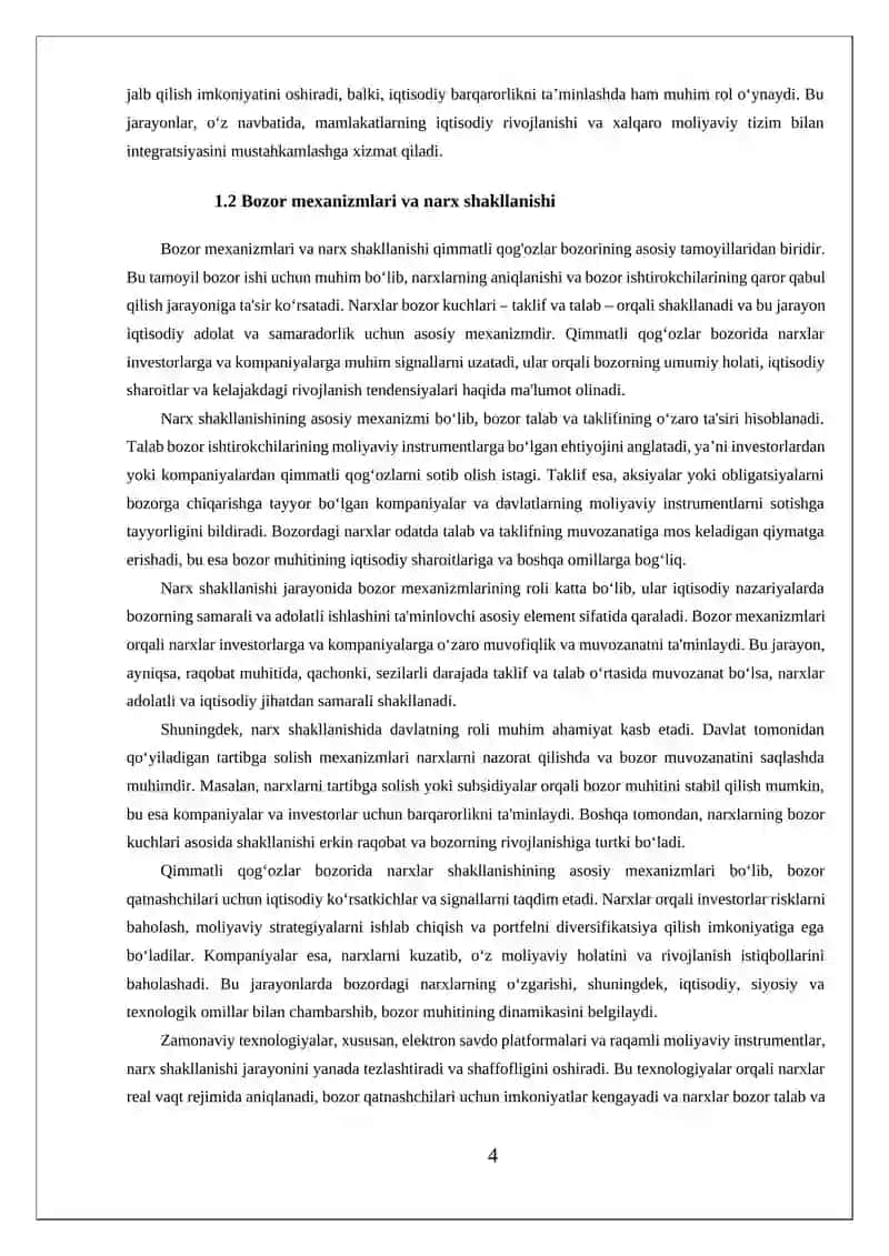 Qimmatli qog'ozlar bozorining ishlash tamoyillari va uning kompaniyalar uchun ahamiyati 4