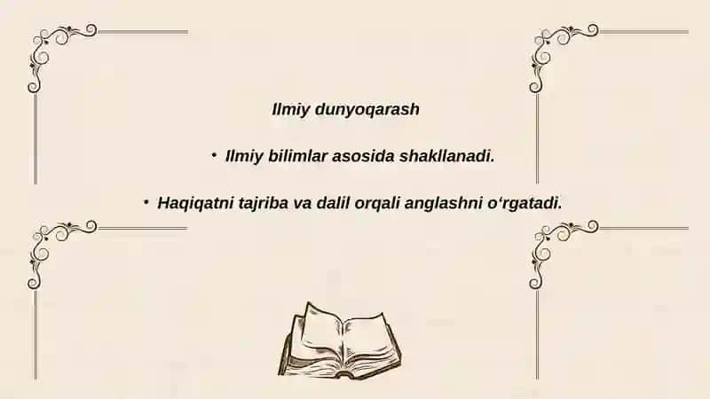 Ta'lim tarbiya jarayonida  ilmiy  va umummadaniy dunyoqarashni shakllantirish 4