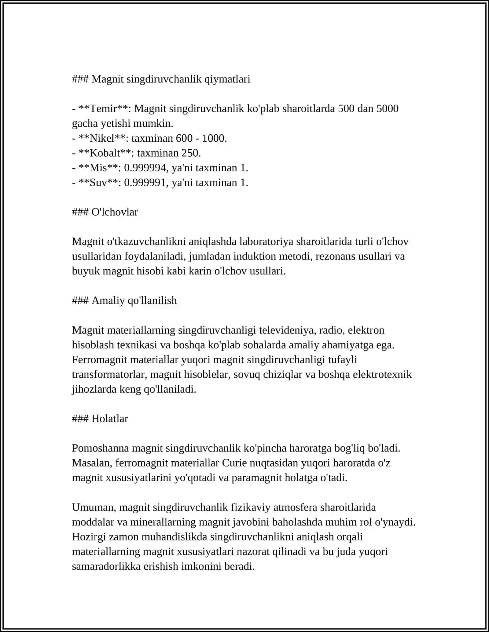 MODDALARNING MAGNIT QABUL QILUVCHANLIGI VA SINGDIRUVCHANLIGI 4