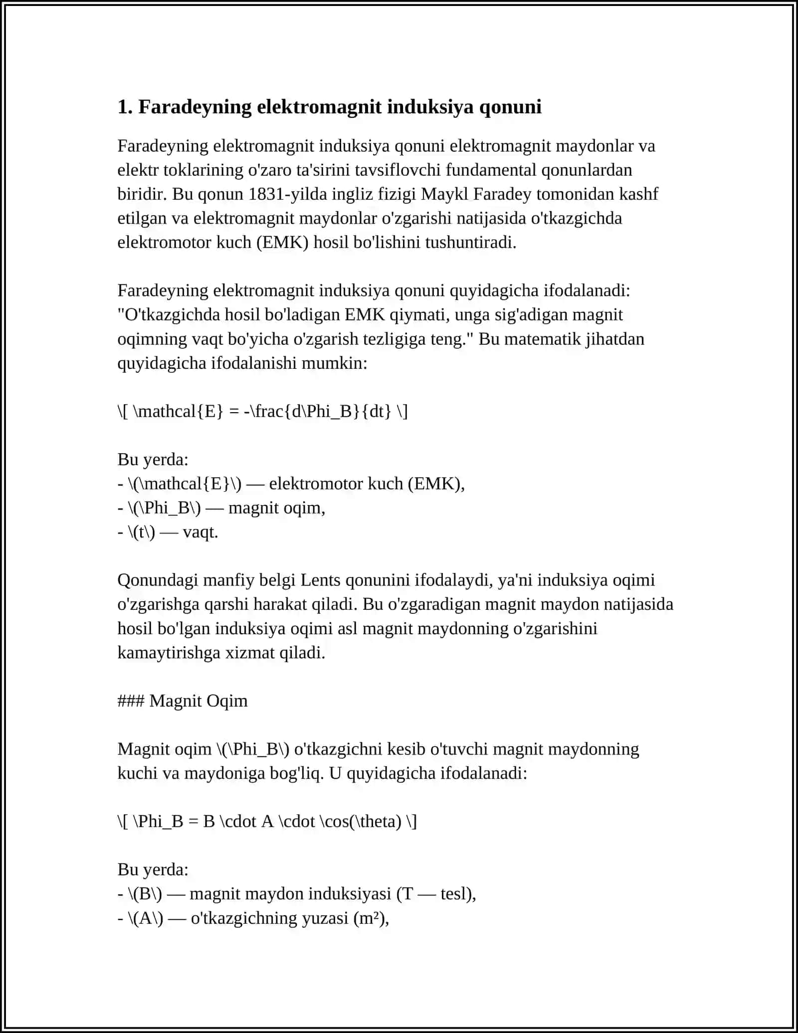 Faradeyning elektromagnit induksiya qonuni 4