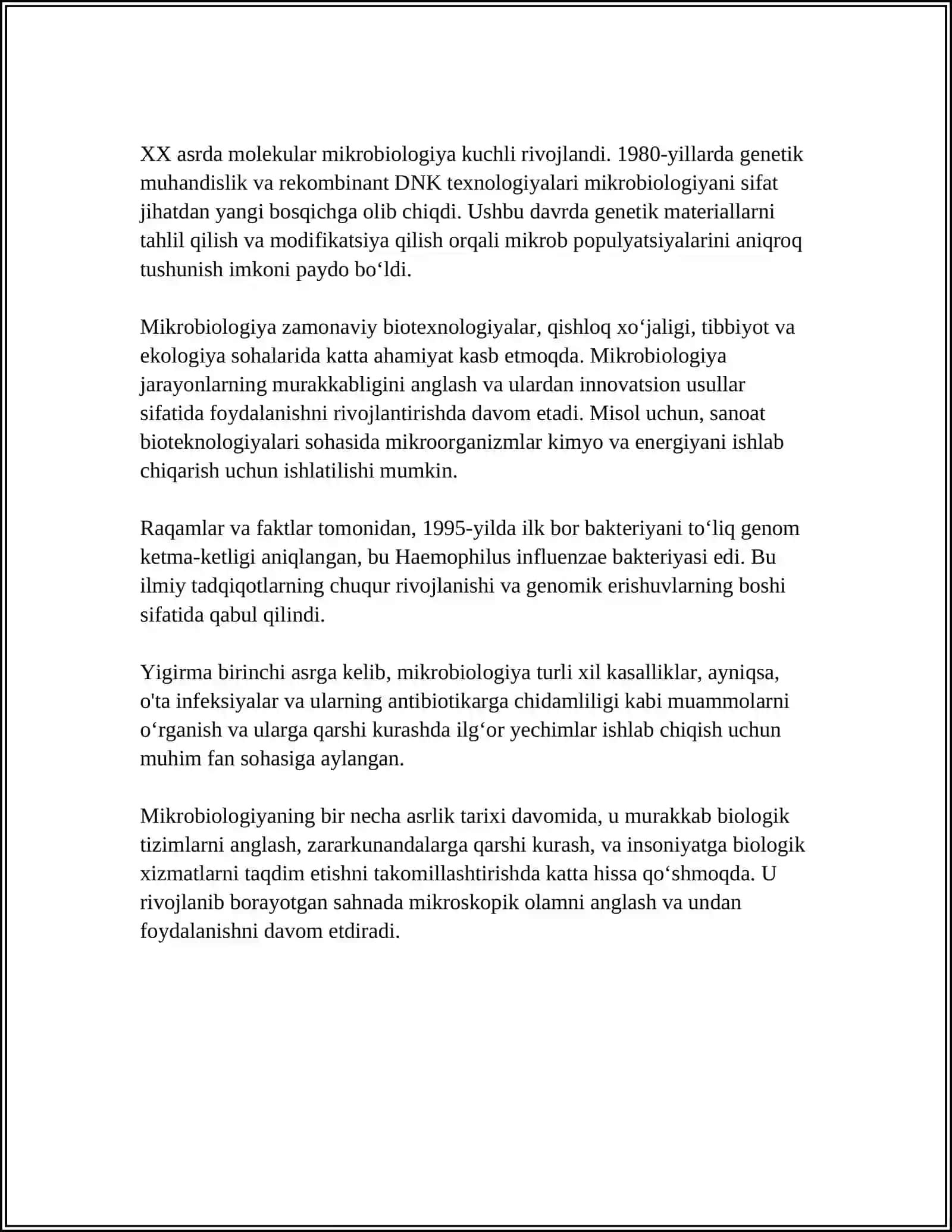 MIKROBIOLOGIYA, VIRUSOLOGIYA, IMMUNOLOGIYA TOʻGʻRISIDA TUSHUNCHA VA FANNING RIVOJLANISH TARIXI 4
