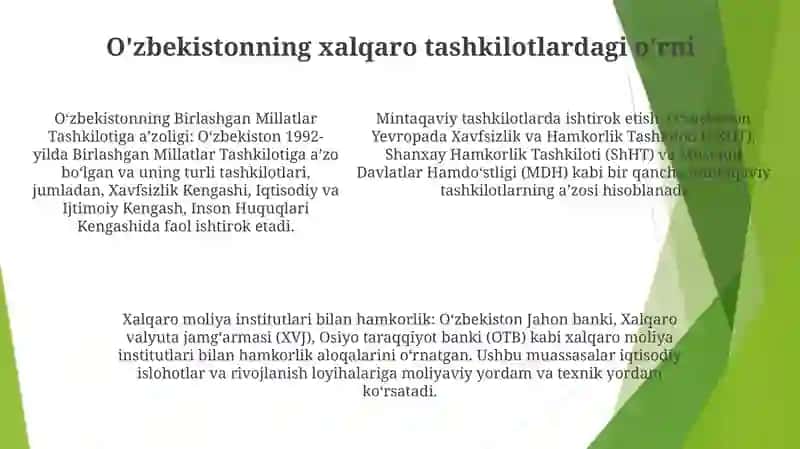 O'Zbekiston Xalqaro Aloqalari Va Jahon Hamjamiyatidagi O'Rni 4