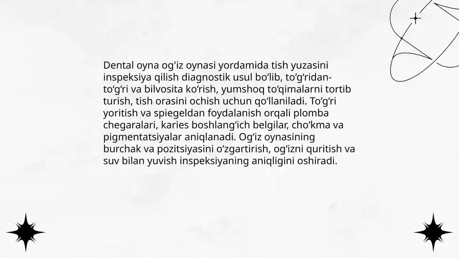 Tish karashlari va cho’kmalarini klinik tekshirish usullari yordamida aniqlash 4