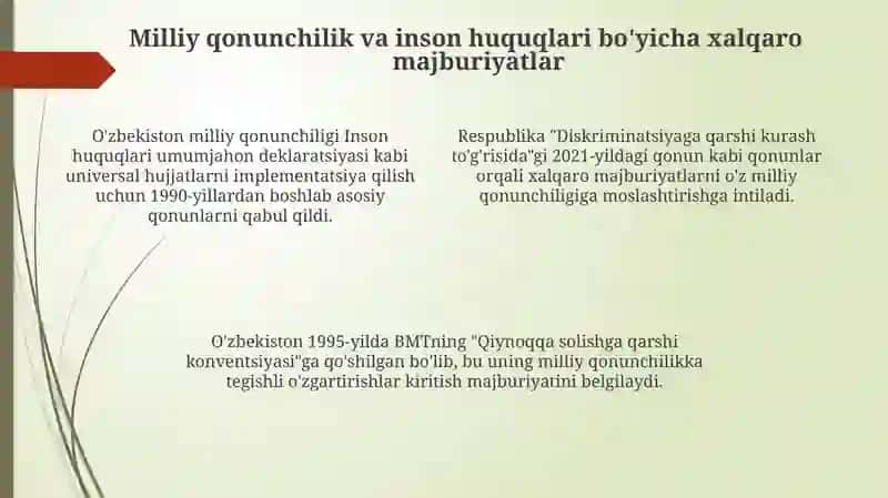 O'zbekistonda inson huquqlari va erkinliklarini kafolatining yaratilishi 4