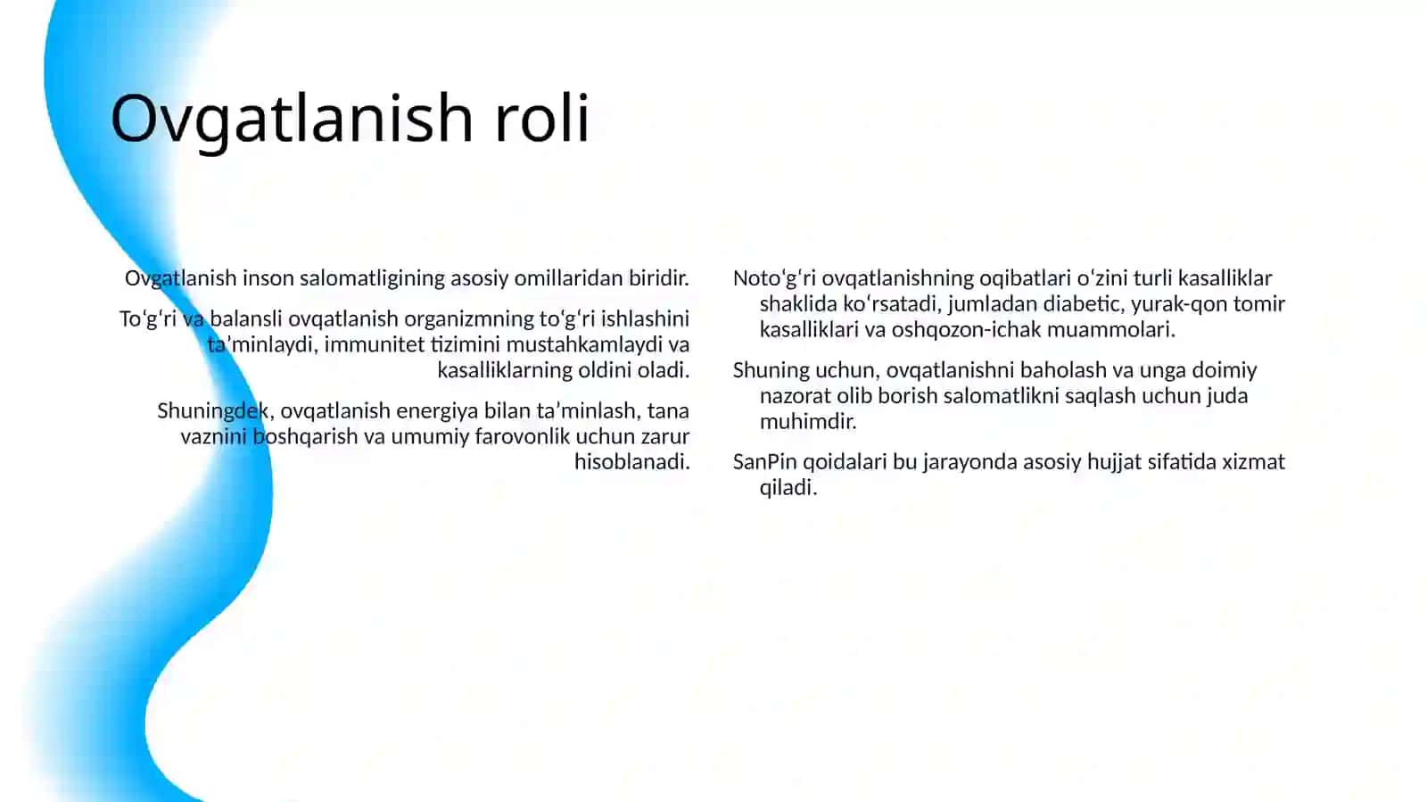 OVGATLANISHNING ADEKVATLIGINI SANPIN QOIDALAGA KOʻRA TEKSHIRISH VA BAHOLASH 4