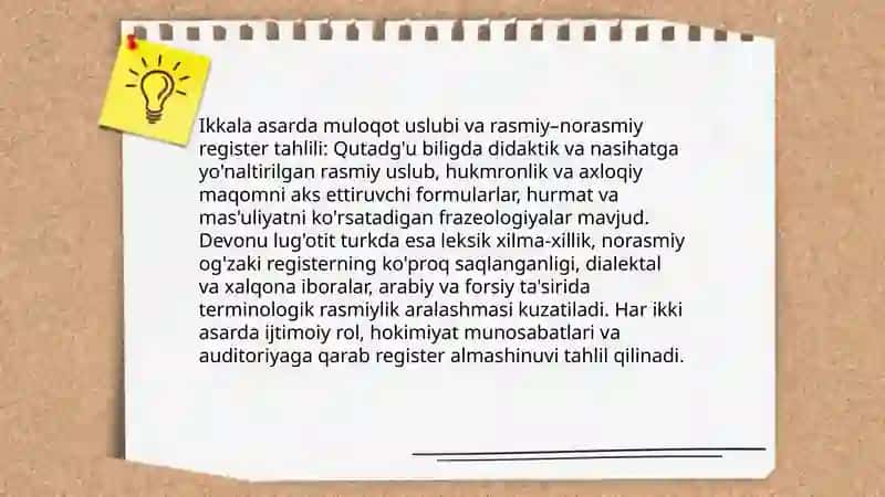 "Qutadg'u bilig" va "Devonu lug'otit turk" asarlari bo'yicha sotsiolingvistik tahlillar olib borish 4