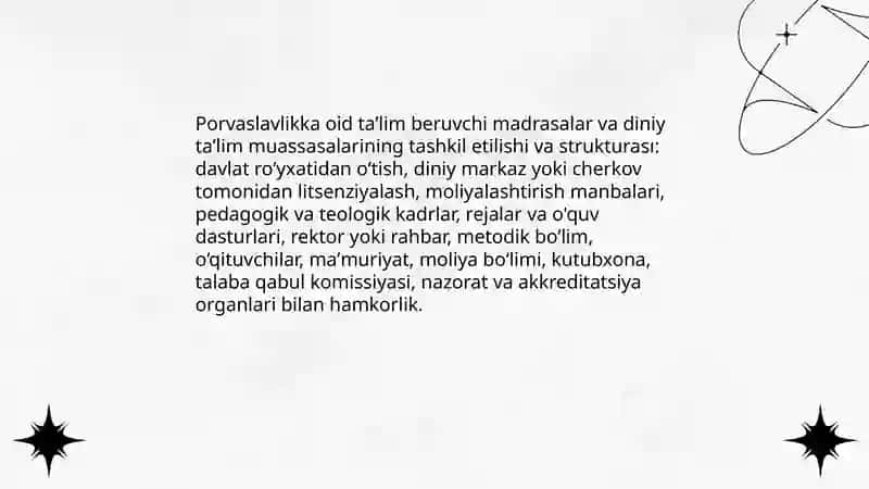 Oʻzbekistonda porvaslavlikka oid diniy taʼlim muassasalari faoliyat 4