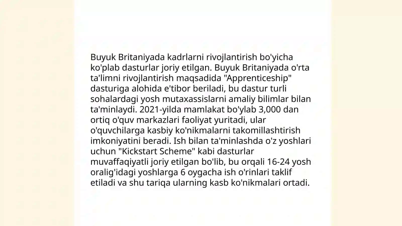 Inson resurslarini boshqarishda Buyuk Britaniya kompaniyalarining tajribasi va Oʻzbekistonda ijodiy foydalanish 4