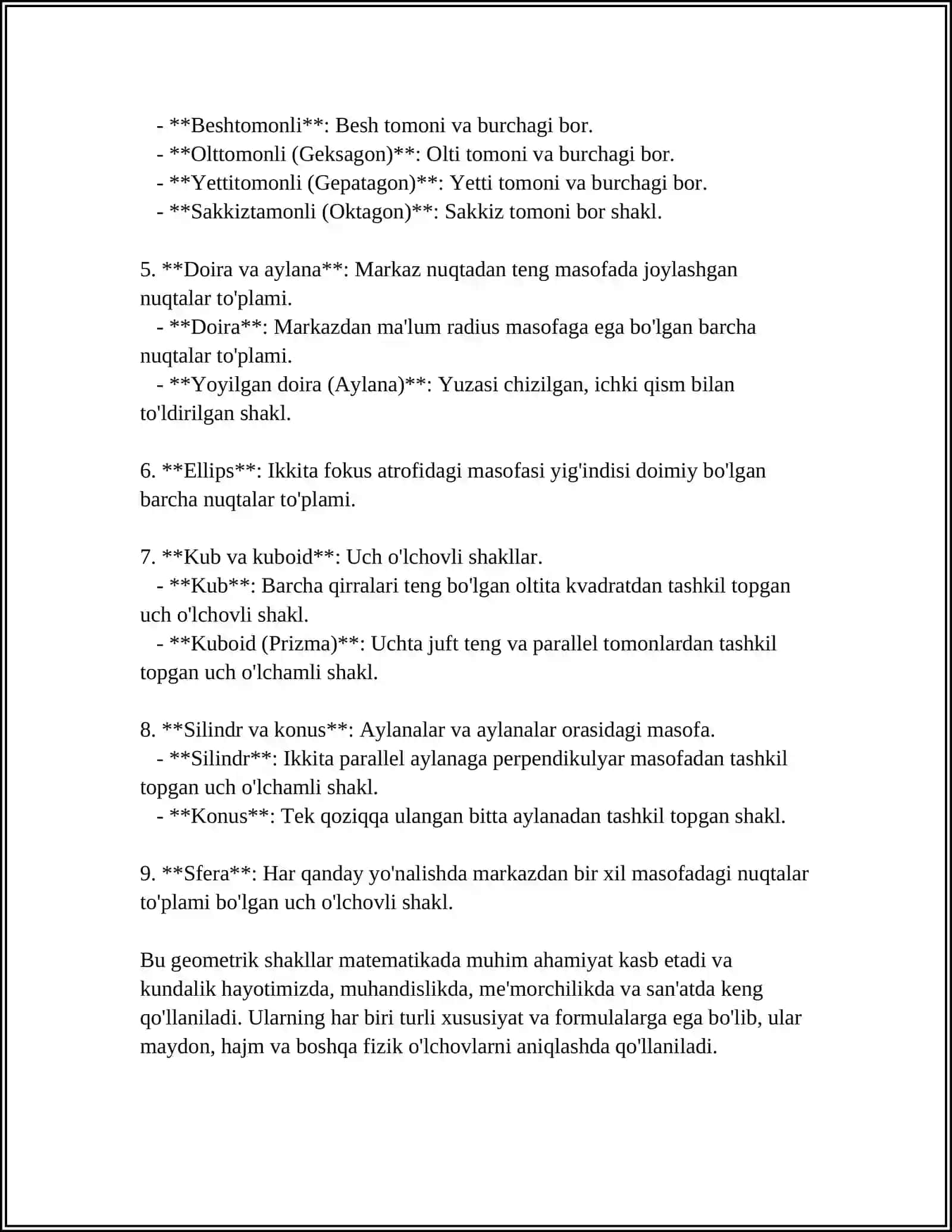 BOLALARNI PREDMETLAR SHAKLI BILAN TANISHTIRISH VAZIFALARI 4