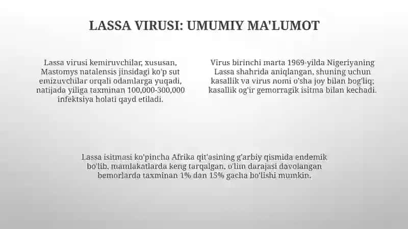 Ebola, Lassa va Zika Viruslari: Umumiy ko'rinish 4