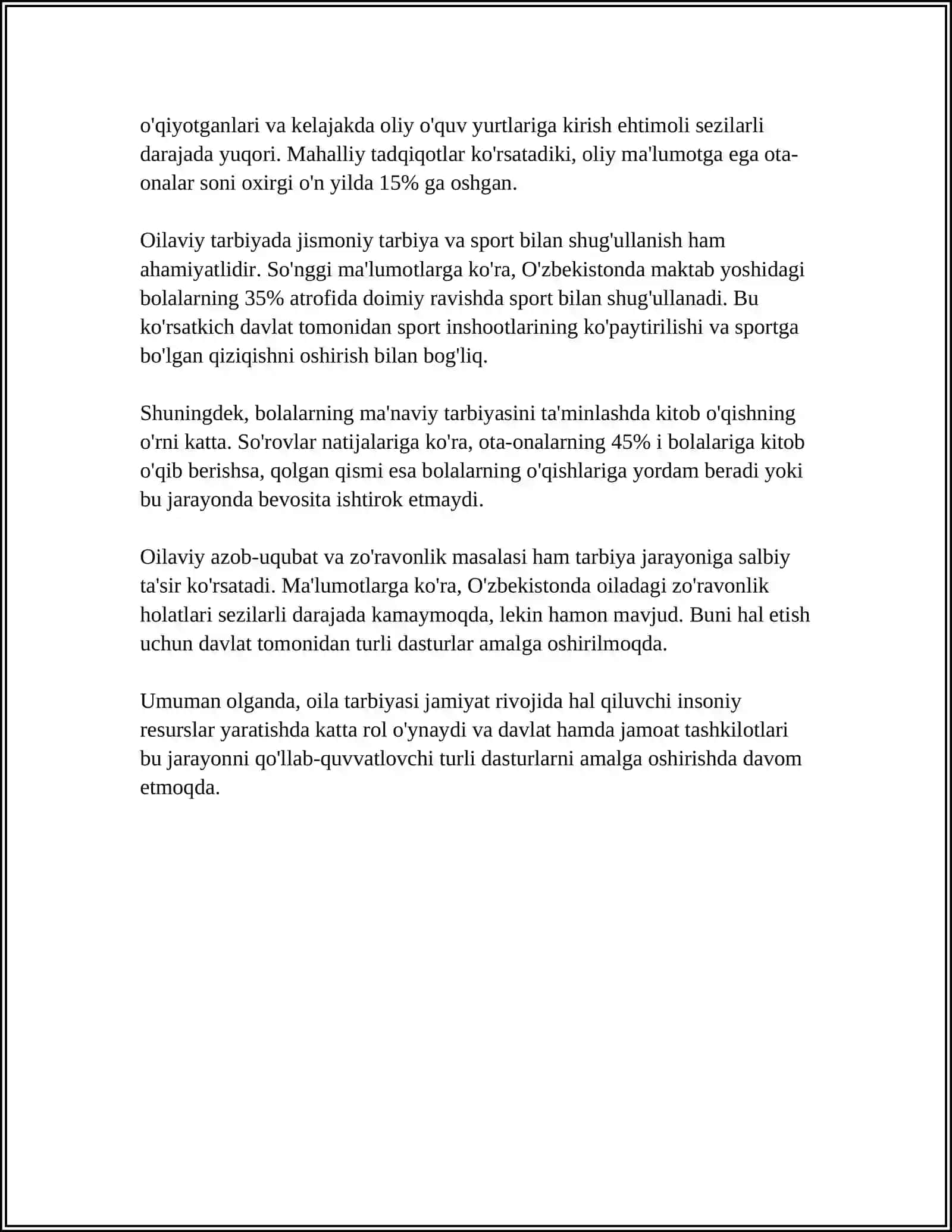 RAXMONBERDIYEVA SEVINCH SUNNATILLA QIZI 2-KURS 23.1-GURUH YOSHLARNI TARBIYALASH REFERAT 4