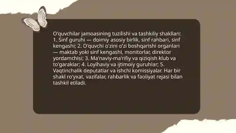 O‘quvchilar jamoasi - yaxlit pedagogik jarayonning asosiy shakli 4
