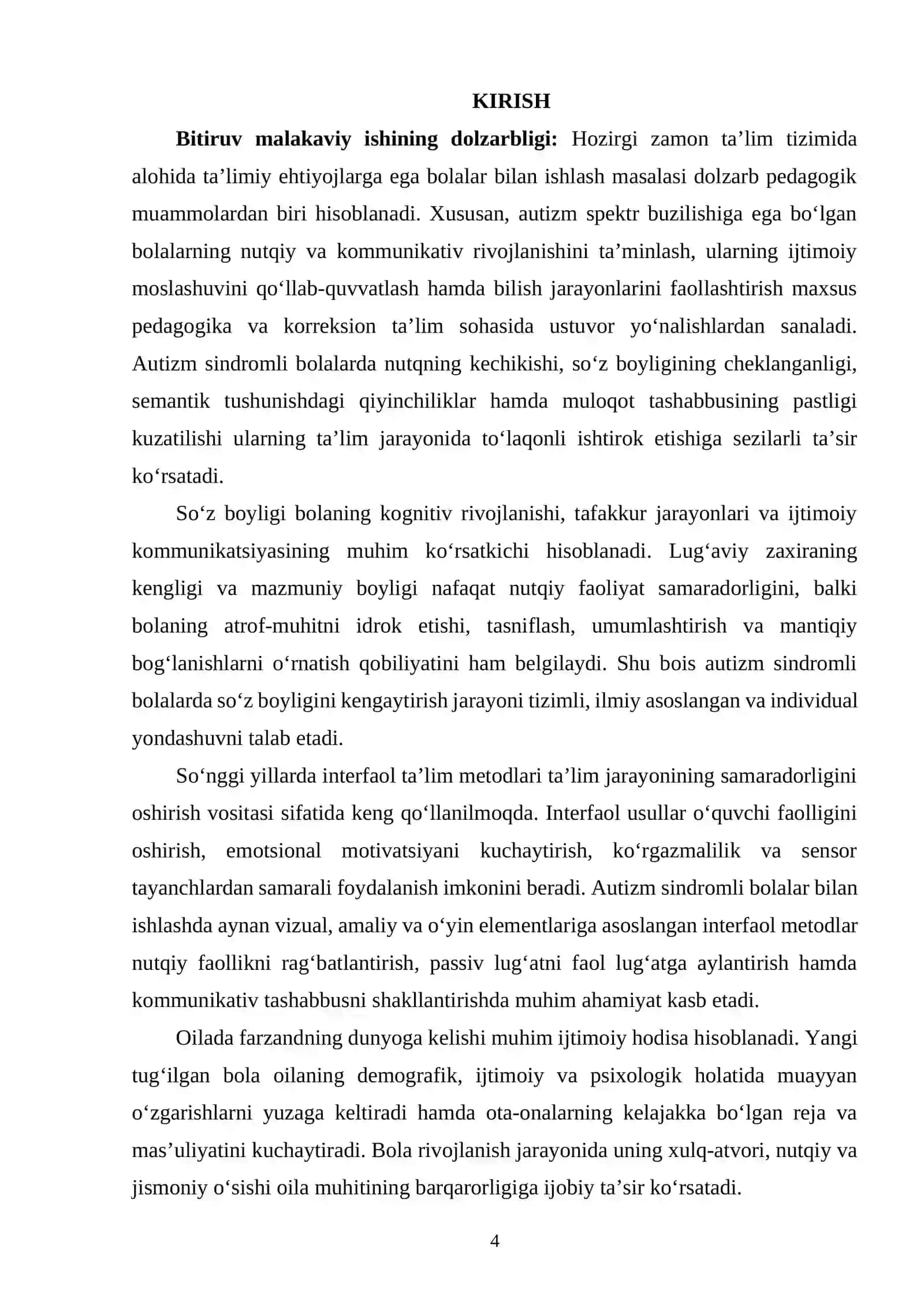 Autizm sindromli bolalarda nutq rivoji va leksik tizim shakllanishining ilmiy-nazariy asoslari 4