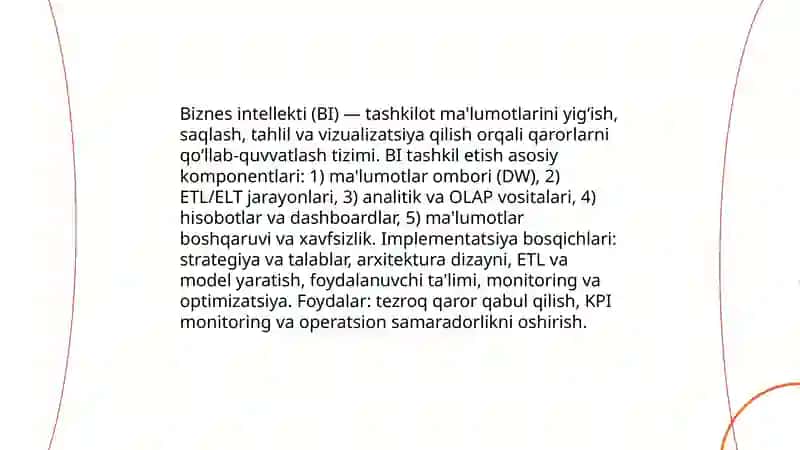 Axborot analitika va qarorlarni qabul qilishni qo‘llab quvvatlovchi tizimlar 4