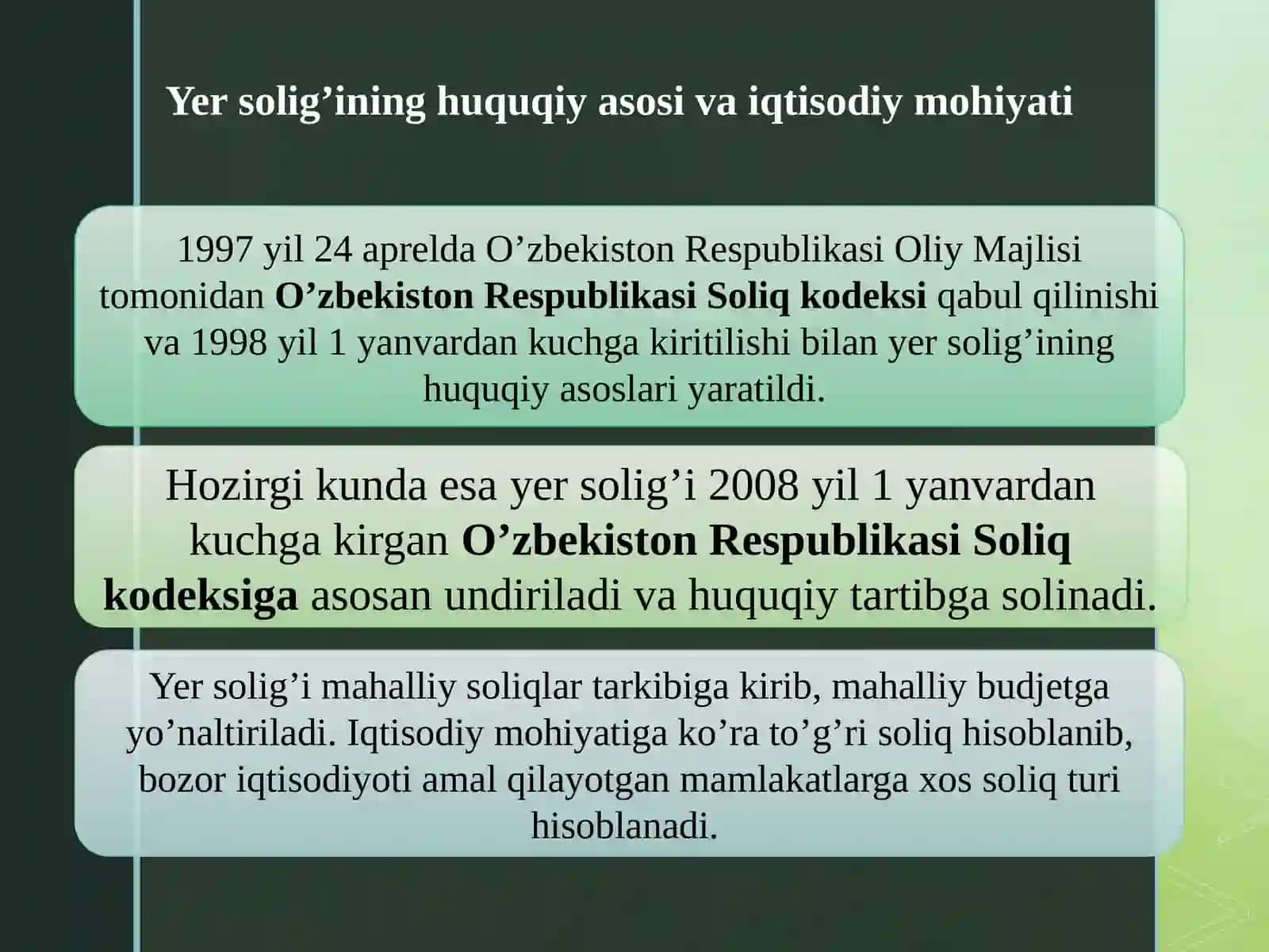 YURIDIK SHAXSLARDAN OLINADIGAN YER SOLIG’I 4