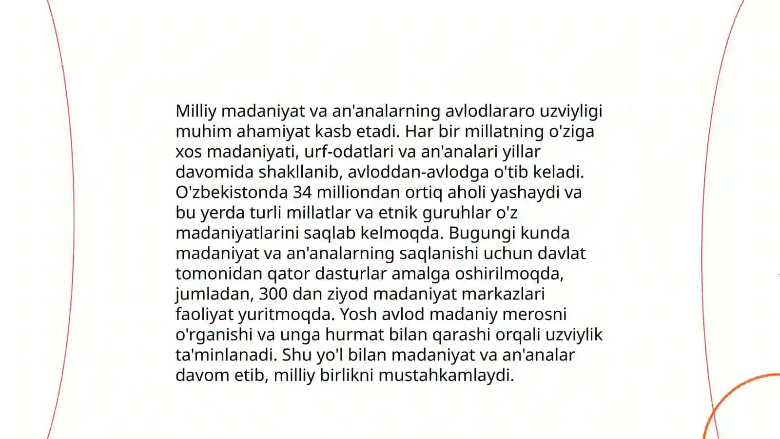 Milliy tarbiya avloddan - avlodga o‘tuvchi milliy madaniyat vositasi ekanligi 4